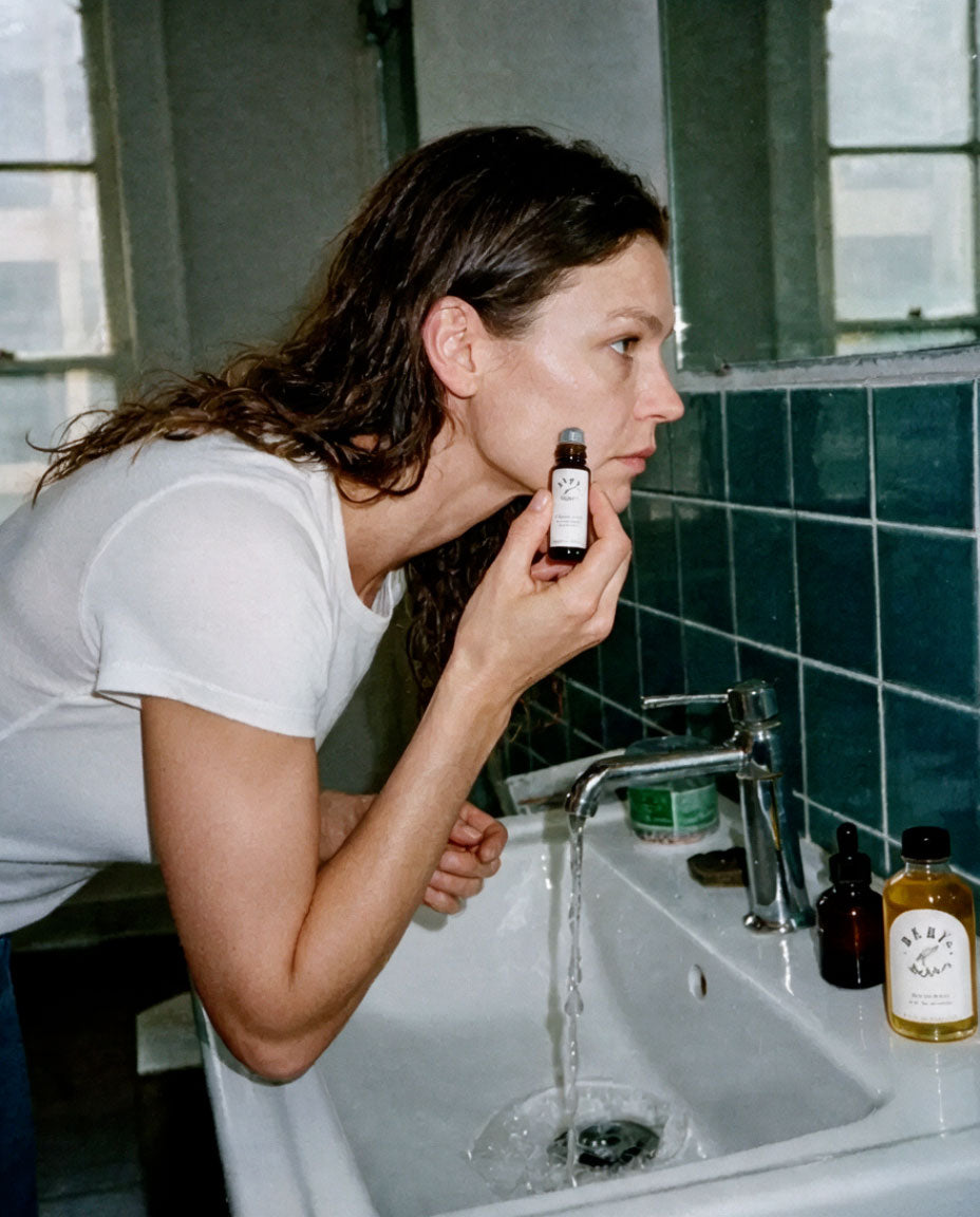 Founder remy holwick applies Baby le Bébé Floral Fix Calendula Roller