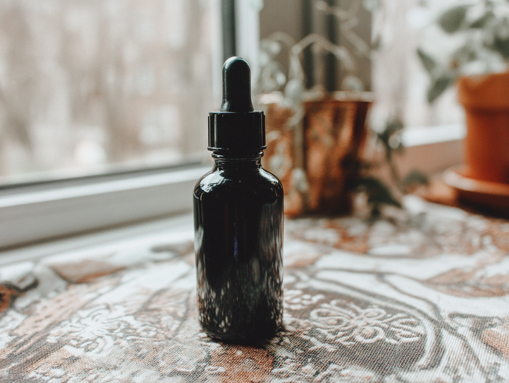 Photo of vial in sunlight on a table