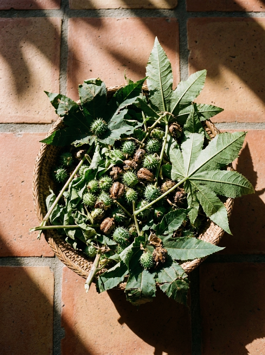 Castor in a basket after harvest